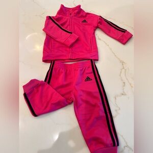 Baby Adidas hot pink & black tracksuit, size 9 months